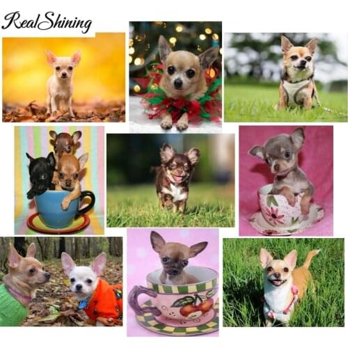 Chihuahua pet Diamond Painting full square round mosaic diamond picture Of Rhinestone embroidery dog puppy home Decor FS4518