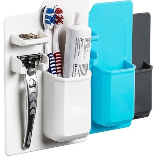 2021New Mighty Silicone Toothbrush Toothpaste Holder Storage Bathroom Accessories Set Organizer Mirror Shower Creative