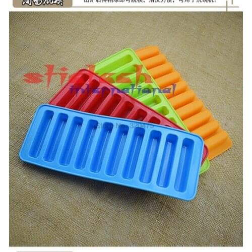 By dhl 100pcs Silicone Bakeware Mold Chocolate Molds 10 Holes Long Finger Cake Molds Thumb Cookies Moulds