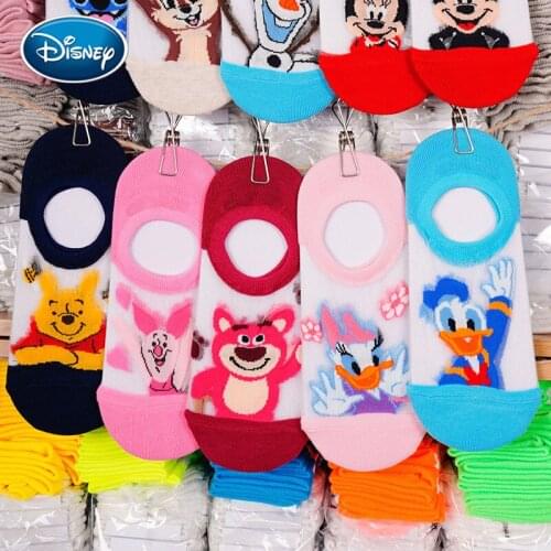 Disney Women Cartoon Summer Thin Boat Socks Fashion Minnie Ice Romance Invisible Shallow Mesh Womens Socks