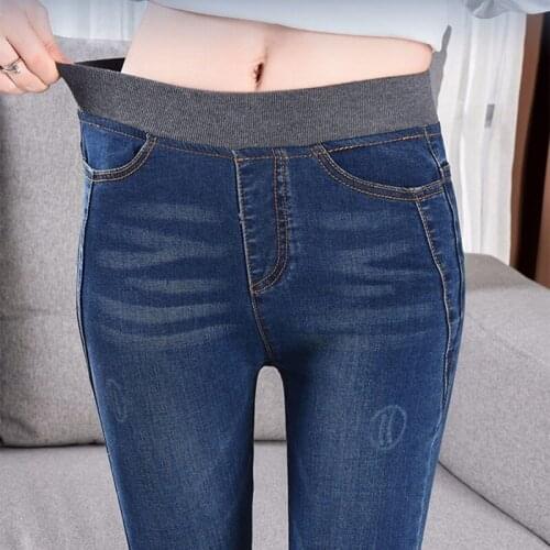 Women elastic high waist pencil jeans new skinny large size 26-38 casual denim trousers autumn spring slim vintage stretch pants