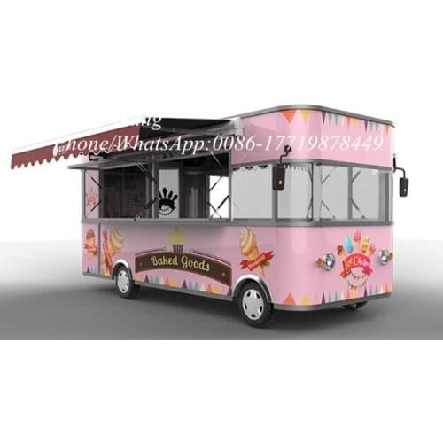 4.2m pink color street food trailer ice cream food truck and fast food van cart