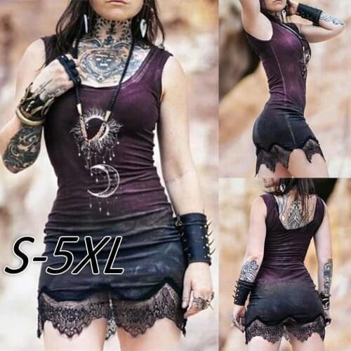 Gothic Harajuku Black Dress Vintage Sexy Spaghetti Strap Sleeveless Package Hip Slim Sexy Mini Dress Plus Size Camis Dresses