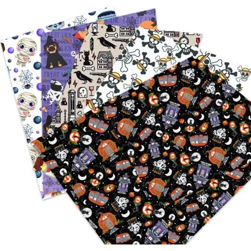 20*33cm Halloween Ghost Cartoon Faux Synthetic Leather For Bows Festival Decoration Crafts DIY Handmade Material viny1Yc19024