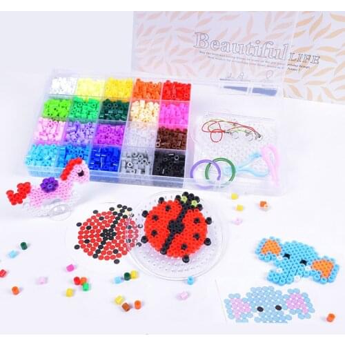 JINLETONG Hama Beads 5mm 20/24Colors Box Set 3D Puzzles DIY Kids Toys with Pegboards Fuse Bead Educational Toy for Children Gift