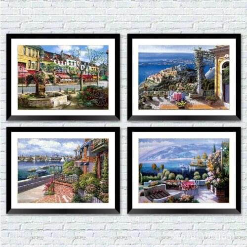 No frame mediterranean aegean sea landscape canvas printings oil painting printed on cotton home wall art decoration picture