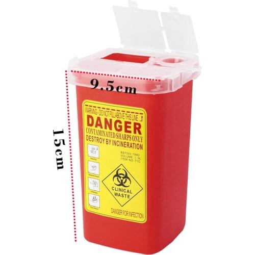 1L Capacity Sharps Container Medical Needles Bin Biohazard Tattoo Piercing Needles Disposal Collect Box Tattoo Artist Waste Box