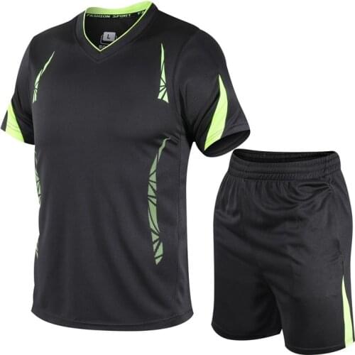 New Trend Summer Mens Sports Suit Fitness Short Sleeve Student Running Set Casual Loose Size Trend Two Piece set Teenage boys