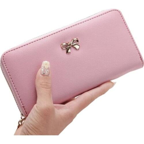 Leather Women Wallets Money Bags Casual Long Lady Clutch Phone Wallet Women Purse Coin Pocket Hasp Card Holder with Zipper