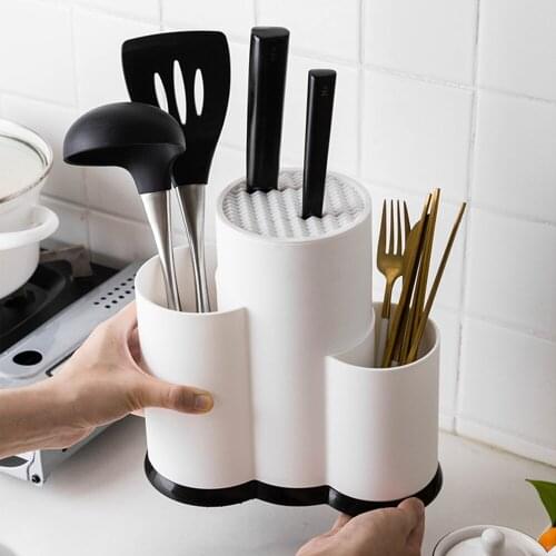 Kitchen Multi-Function Utensil Knife Block Storage Box Spoon Flatware Set Holder Cooking Tool Organizer Rack Drainer Accessories