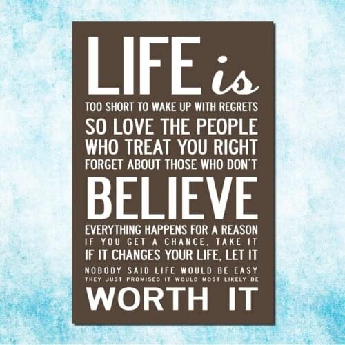 Love Life - Motivational Quote Education Art Silk Canvas Poster Print 13x20 24x36 Inches Office Decor 004