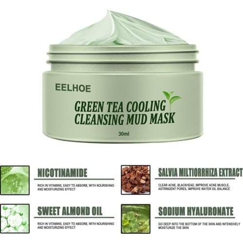 Green Tea Face Mask Oil Control Acne Clearing Peel Off Cleansing Moisturizing Shrink Pores Mud Face Mask Whitening Skin Care