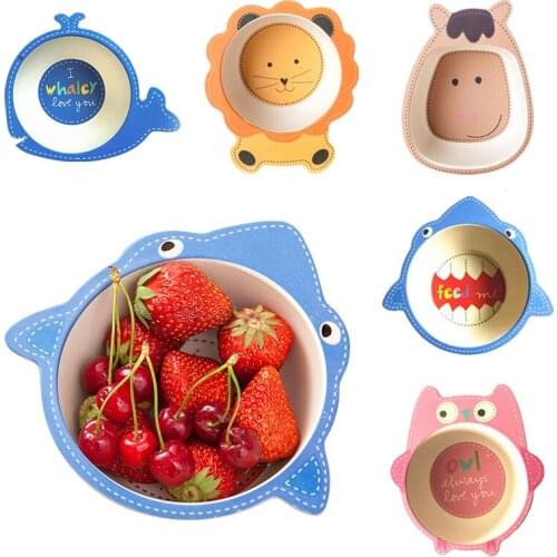 Cartoon Natural Bamboo Fiber Bowls Baby Dishes Bowl Kids Feeding Tableware Infant Toddler Portable Environmental Plates G0154