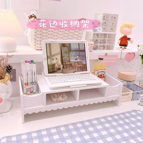 New cute cartoon Wooden Desktop Cabinet Computer Shelf Home Office Supplies Desk Organizer Cabinet Clean Storage Shelves