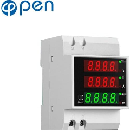 AC 80-300V 0-100A DIN-rail Multi-function LED Digital Meter Active Power Factor Electric Energy Ammeter Voltmeter