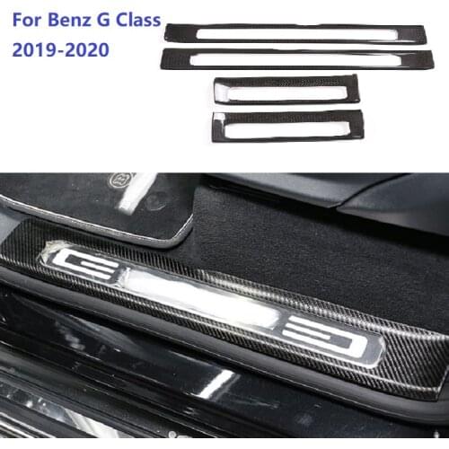 Fit For Mercedes Benz G Class W463 G350 2019-2020 Dry Carbon Fiber Door Sill Protect Plate Trim Interior Car Accessories