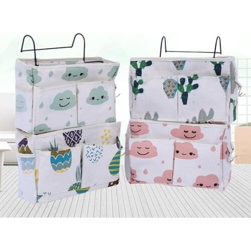 Bedside Hanging Organizer Pocket Storage Bag Wardrobe organizer Canvas Bedroom Bathroom Magazine tote Storage Organizador Pouch