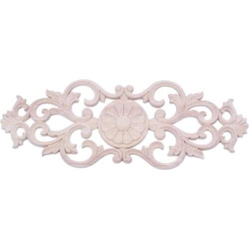 Rubber Wood Carved Applique Retro Furniture Crafts Decor New(40*15cm)