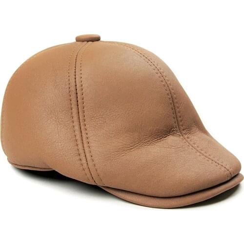 Wool Fur Integrated Hat Mens Winter Warm And Ear Protection Duck Tongue Beret Leather Caps