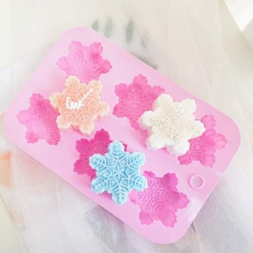 Six Patterns Snowflake Candle Making silicone mold Christmas Cake Moulds DIY Soap Handmade Chocolate Fondant Mold
