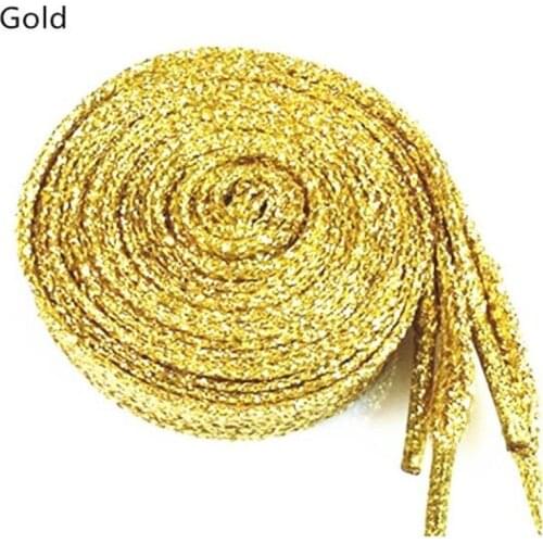 120 cm Colorful man women Shoelaces sneakers Metallic Glitter Shiny gold shoelace silver Flat shoe laces run sports shoe lacing