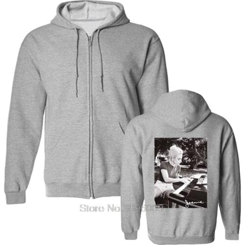 Lady Gaga Mens Joanne Piano Photo Hoodie Black Cool Cotton Fashion Popular Men Zipper Fleece Sweatshirts Coat Streetwear