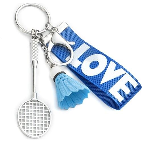 Unique Keychain Mini Battledore Love Webbing Pendant Keyring Holder Keychain Hanging Bag Decor Badminton Decor Backpack Keychain