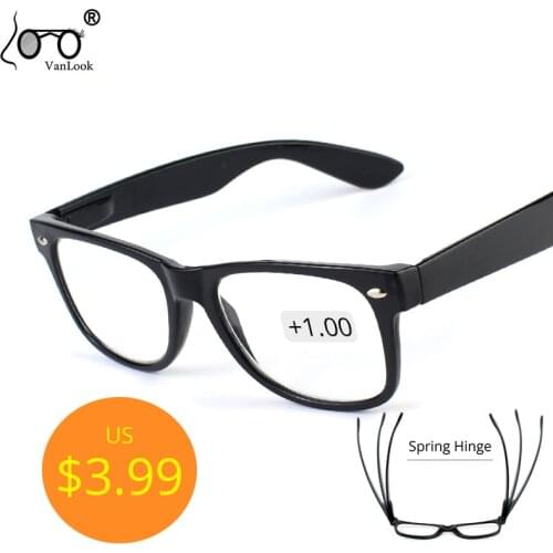 Vanlook Spring Hinge Plastic Reading Glasses For Women Tortoise Matt Black Spectacle Frame 1.00 1.50 2.00 2.50 3.00 3.50 4.00