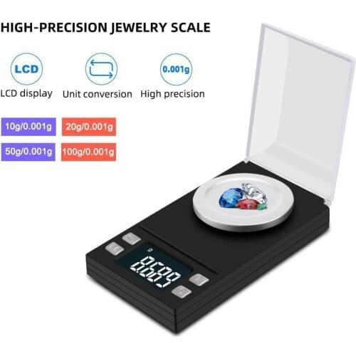 100g/50g/20g/10g Electronic Scales 0.001 LCD Digital Scale Jewelry Medicinal Herbs Portable Lab Weight Milligram Scale