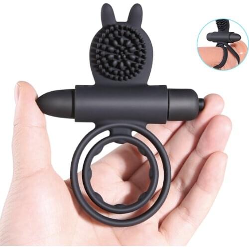 Bullet Vibrator For Male Penis Massager Strong Sex Toys Scrotum Chastity Delay Ejaculation Vibrating Rings for Couples Female