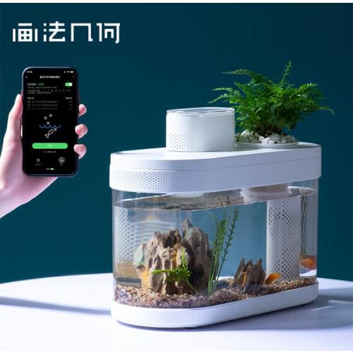 YouPin Geometry Amphibious Eco Fish Tank Pro Automatic Timing Feeding Wifi Smart Box Work With Mijia Full Color Gamut Lighting
