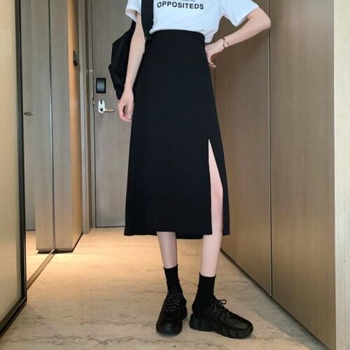 Design sense split skirt women spring 2021 new high waist slim mid-length skirt western style skirt