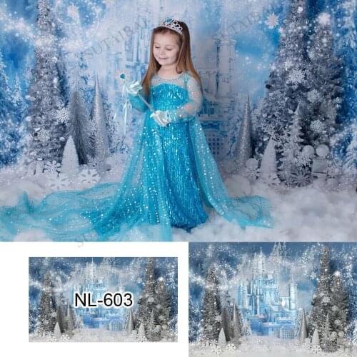 Frozen Snow Castle Fairy Birthday Party Backdrop Baby Shower Icicle Tree Winter Christmas Photography Studio Background