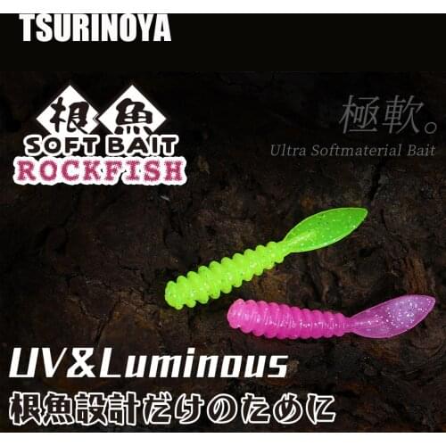 0.4g 10pcs TSURINOYA AJING Fishing Baits Soft Lure 36mm Rockfish PROMENADE Worm Swimbaits MEBARU Jig Head Lure Saltwater