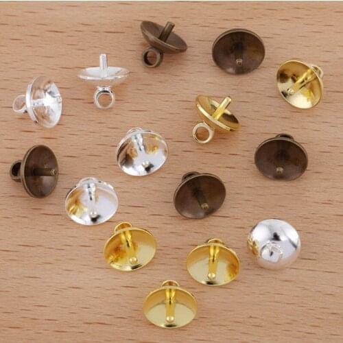100pcs 5mm 8mm Plated Brass Bell Bead End Charm Caps with a Loop & Pin Caps Connectors Settings DIY Crafts Findings Makings