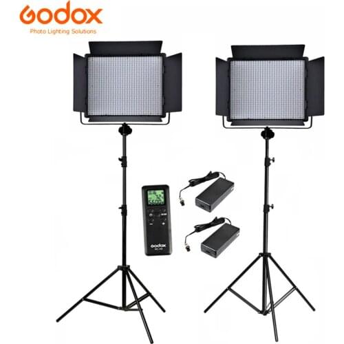 2x Godox LED1000Bi II 3300-5600K / LED1000D II 5600K Wireless Control 1000 LED Video Light Continuous Lighting Kit + 2.8m Stand