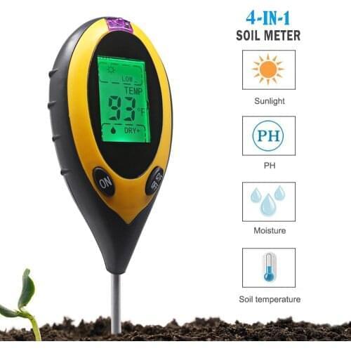 4 in 1 LCD Digital PH Meter Tester Soil Moisture Temperature Sunlight tester Fertility Plant Soil Thermometer Hygrometer D30