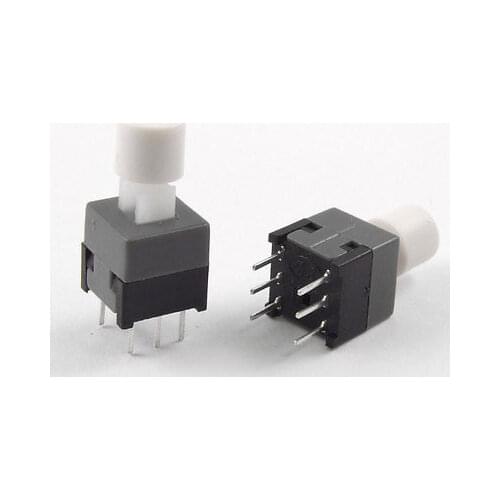 8.5 x 8.5mm x 14mm White Round Cap Lock Push Button Tact Tactile Switch