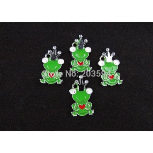 AE130 20pcs Mixed Enamel Alloy Crown Frog Charms Pendants DIY Jewelry Findings 26x14mm