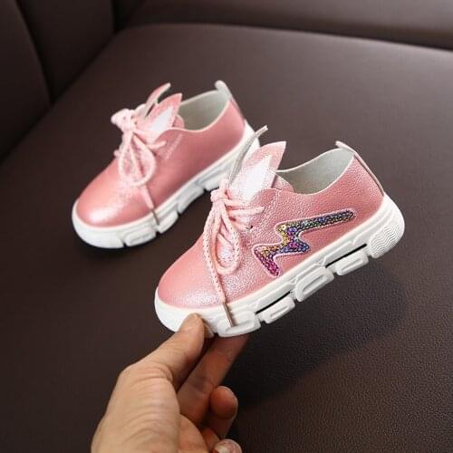 Toddler Children Kid Girls boys Casual Shoes Baby Single Cartoon Sequins Rabbit flat Non-slip Sneakers Sport Shoes for kids CF