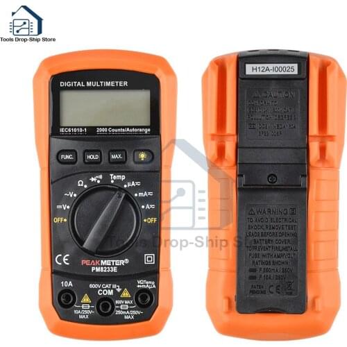 MS8233E LCD Digital Multimeter Voltmeter Backlight AC/DC Ammeter Voltmeter Ohm Tester Meter Current Capacitance Tester