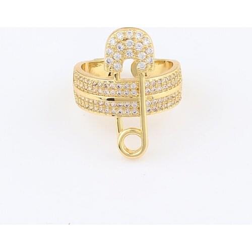Zircon Gold Color Finger Rings Set For Women With Pin Cubic Ring Pave Setting Angel Mujer Bague Female Party Jewelry