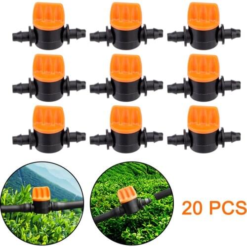 Watering System Fittings 4/7mm Hose Controller Barbed Adapter Garden Irrigation Switch 20pcs 1/4" Pipe Mini Valve