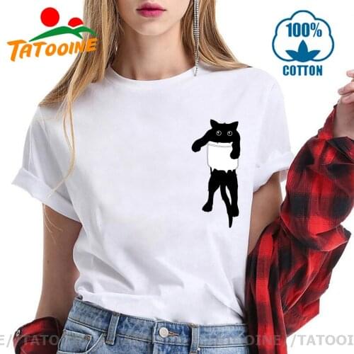 Tatooine 2020 fashion summer 100% cotton Slim style Pocket cat printed women t shirt casual short sleeve O-neck funny tshirt tee