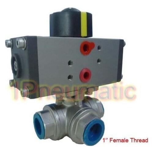 Hot Sales Pneumatic Actuator Valve T Type 3 Way G1'' Stainless Steel Ball Valve AT-25