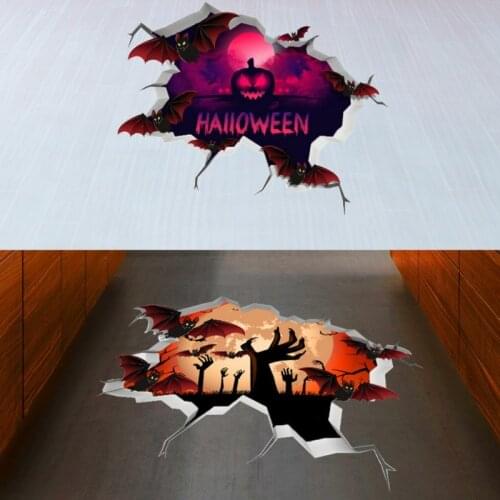 Halloween Wall Stickers Horror 3D Terror Bat Spider Door Stickers Window Floor Ceiling Stickers Festival Party Decoration