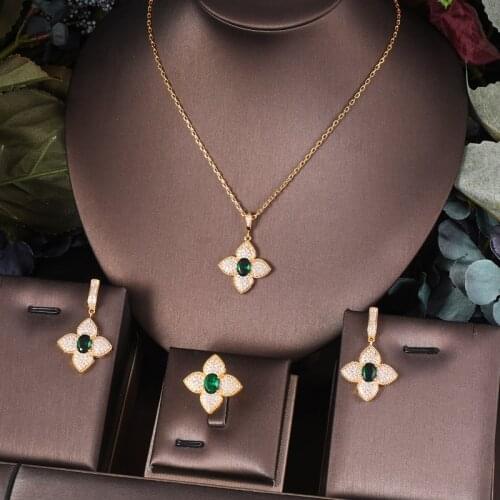 Janekelly 2pcs Bridal Zirconia Full Jewelry Sets For Women Party, Luxury Dubai Nigeria CZ Crystal Wedding Jewelry Sets