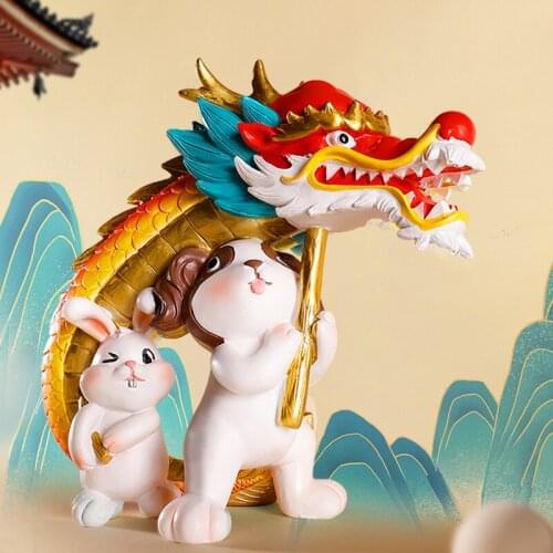 China Craft Animal Statue Home Office Decoration Figure Estatuas Living Room Decor Resin Sculpture Desktop Ornaments Kids Gift