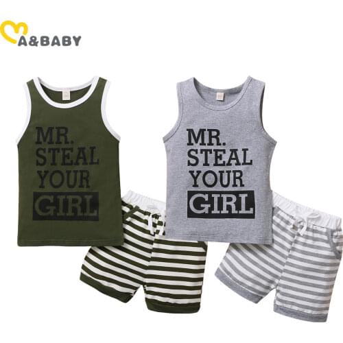 Ma&Baby 0-3Y Summer Toddler Infant Baby Boy Clothes Set Letter Vest Striped Shorts Outfits Casual Costumes