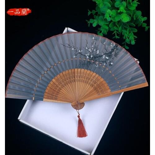 Small silk fan, folding fan, silk dance fan, Chinese style, classical style, folding fan, womens tassel cheongsam